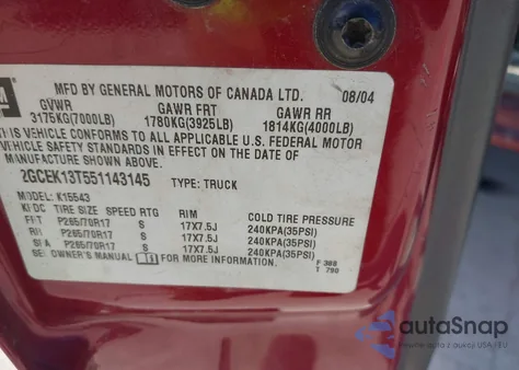 2005 Chevrolet Silverado 1500 Ls из США, поврежденный, VIN 2GCEK13T551143145